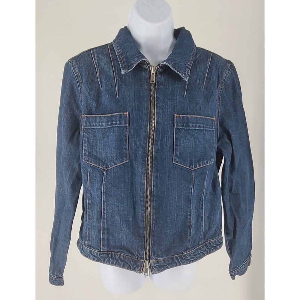 Tommy Hilfiger Vintage Nautical flags women's jean jacket Size XL Country - Picture 2 of 10